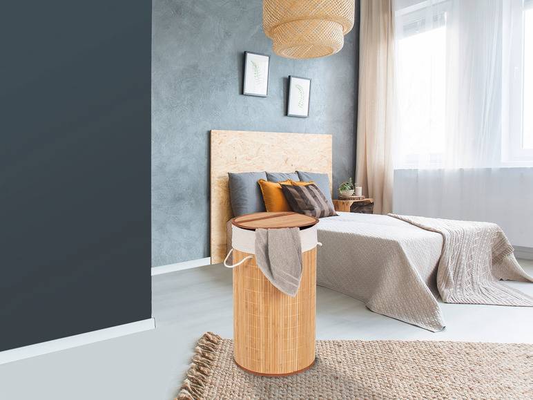 Wenko Wäschetruhe »Bamboo«, 55 l Fassungsvermögen, mit Baumwoll-Wäschesack, aus Bambus Weihnachtsangebot