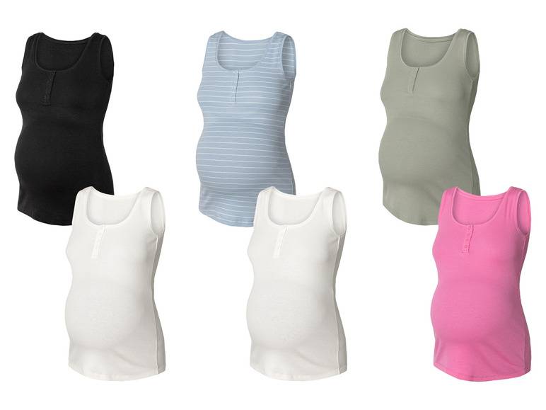 esmara® Damen Umstands-Ripptops, 2 Stück, mit Baumwolle