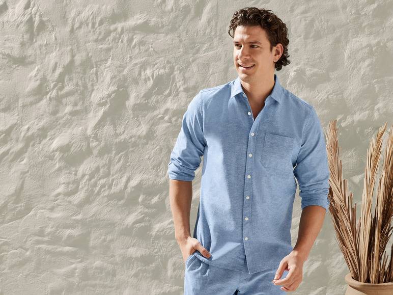 LIVERGY® Herren Leinenhemd mit Kentkragen Fabrikladen