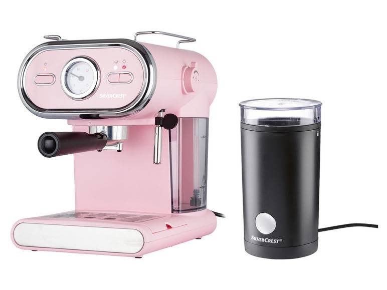 SILVERCREST® KITCHEN TOOLS Espressomaschine/Siebträger Pastell rosa SEM 1100 D3 + Elektrische Kaffeemühle »SKME 180 C1«, 180 W Sonderangebote