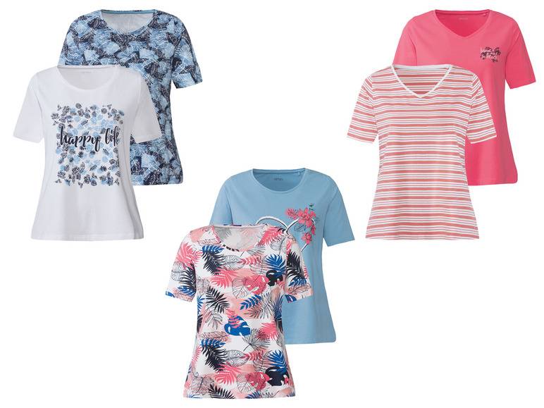 esmara® Damen T-Shirt, 2 Stück, mit hohem Baumwollanteil