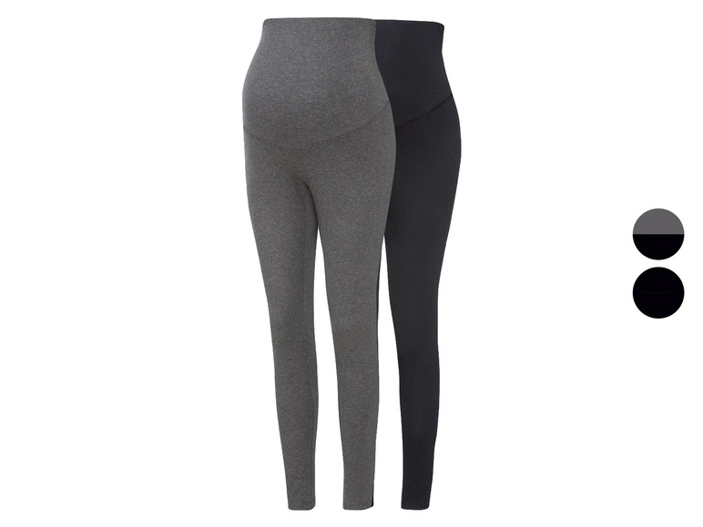 esmara® Damen Umstands Leggings, 2 Stück, mit Bio-Baumwolle