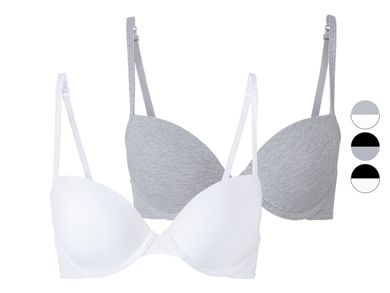 esmara® Damen Bügel BH, 2 Stück, mit hohem Baumwollanteil Nur noch ein Tag übrig