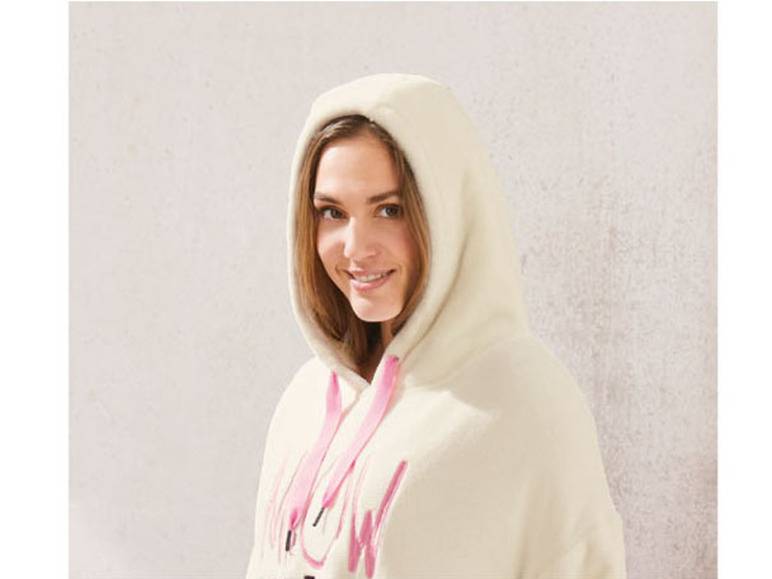 esmara® Damen Plüsch-Kleid mit Kapuze und Teddyplüsch Sonderangebot