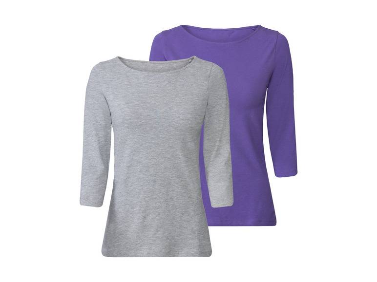 esmara® Damen Langarmshirts, 2 Stück, mit hohem Baumwollanteil