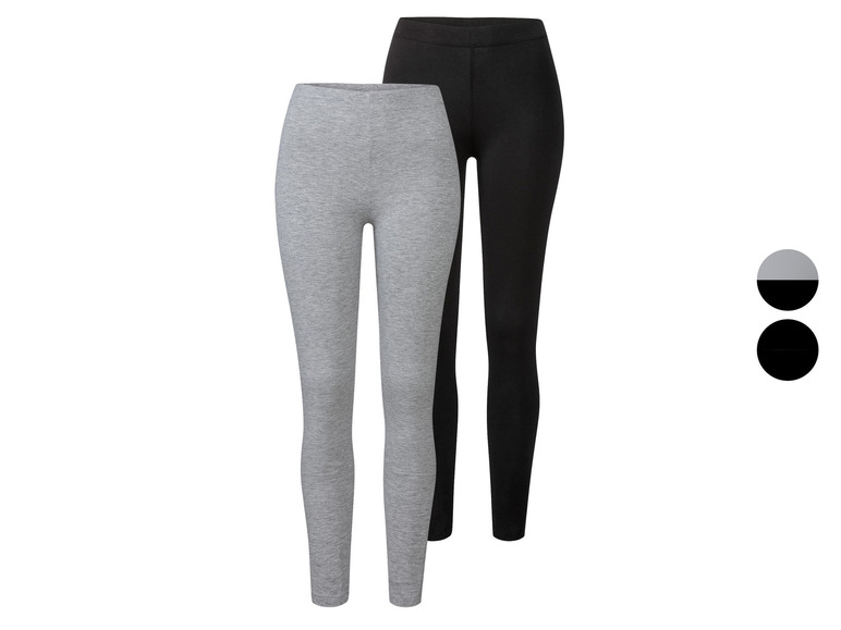 esmara® Damen Leggings, 2 Stück, normale Leibhöhe