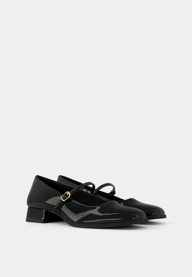 Bershka Bershka BLOCK-HEEL MARY JANES - Ankle strap ballet pumps - black Wochenangebot