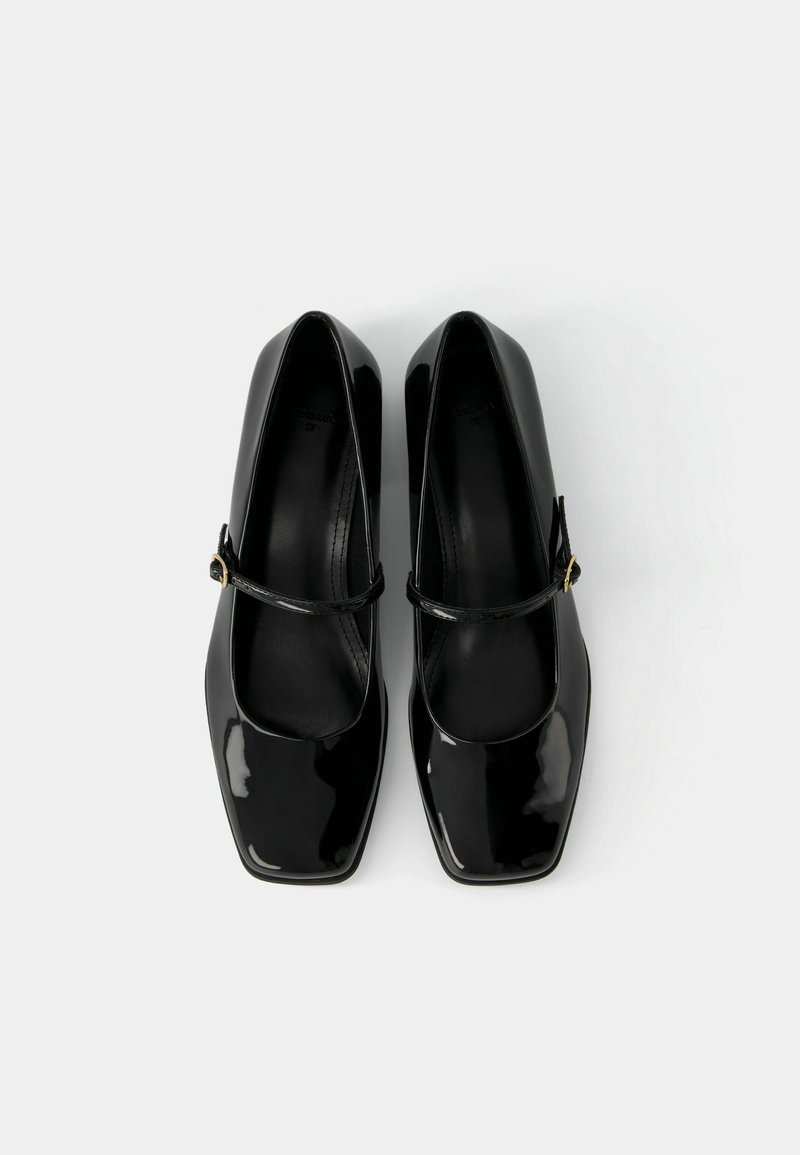 Bershka Bershka BLOCK-HEEL MARY JANES - Ankle strap ballet pumps - black Wochenangebot