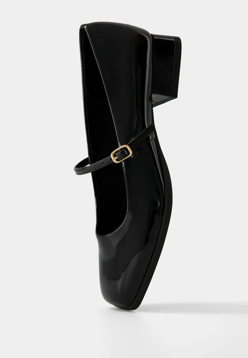 Bershka Bershka BLOCK-HEEL MARY JANES - Ankle strap ballet pumps - black Wochenangebot
