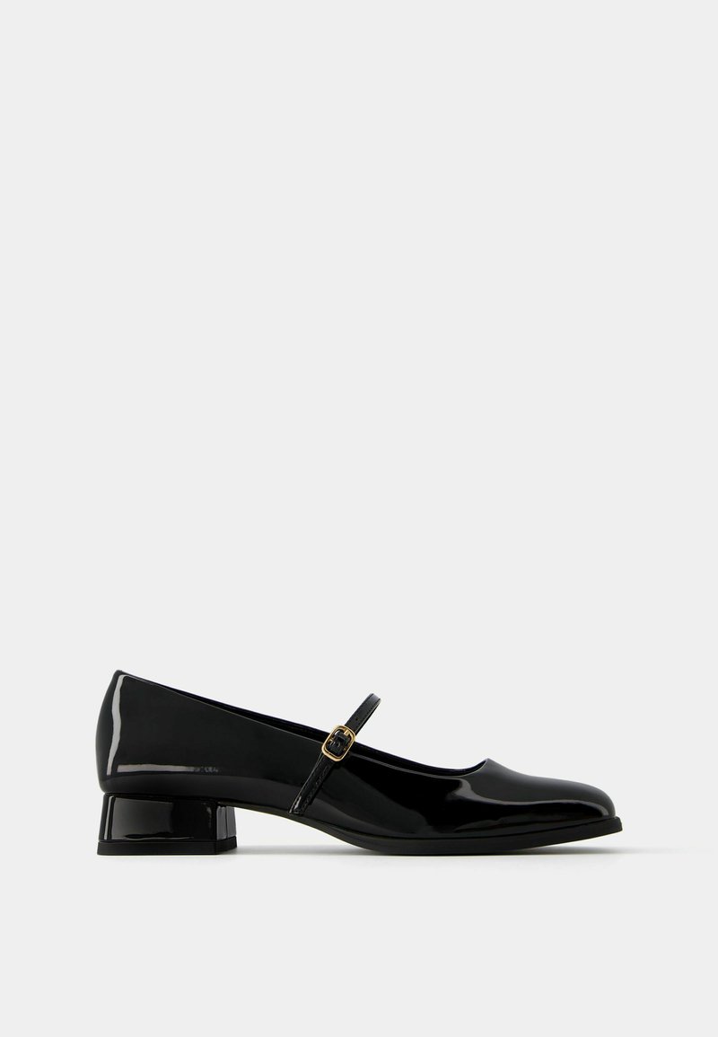 Bershka Bershka BLOCK-HEEL MARY JANES - Ankle strap ballet pumps - black Wochenangebot