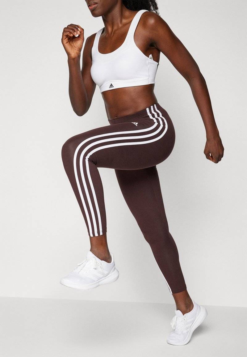 adidas Sportswear adidas Sportswear ESSENTIALS 3 STRIPES HIGH WAISTED - Leggings - shadow brown Räumungsverkauf