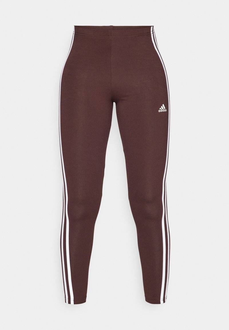 adidas Sportswear adidas Sportswear ESSENTIALS 3 STRIPES HIGH WAISTED - Leggings - shadow brown Räumungsverkauf