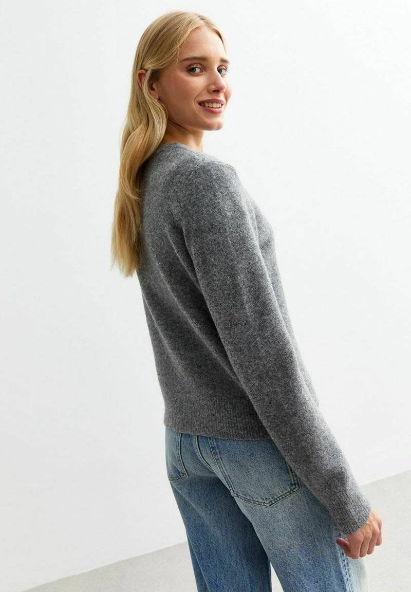 New Look New Look CREW NECK - Cardigan - grey Nur für heute