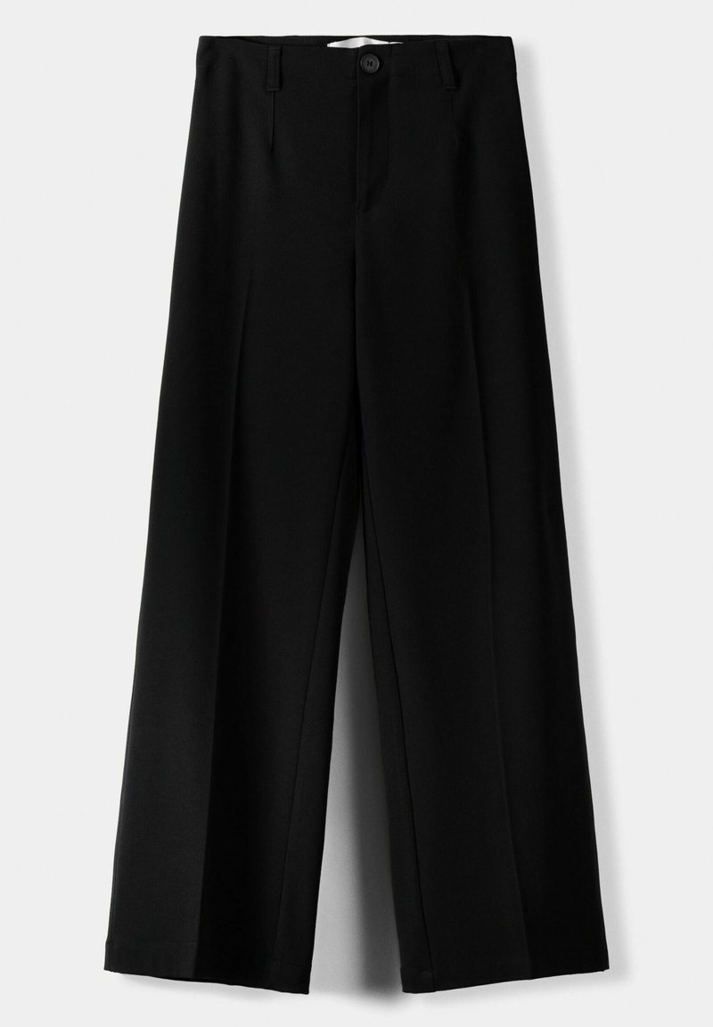 Bershka Bershka WIDE TAILORED - Trousers - black Sonderangebot der Fabrik