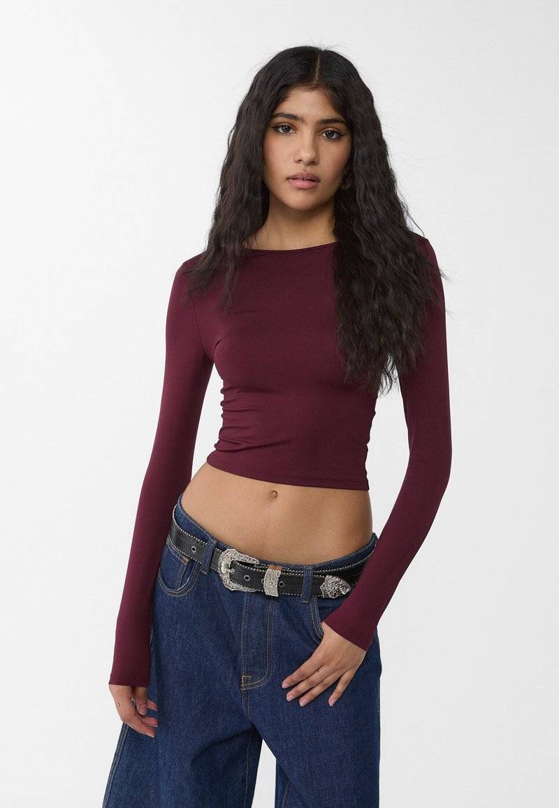 Stradivarius Stradivarius Long sleeved top - bordeaux Riesige Rabatte