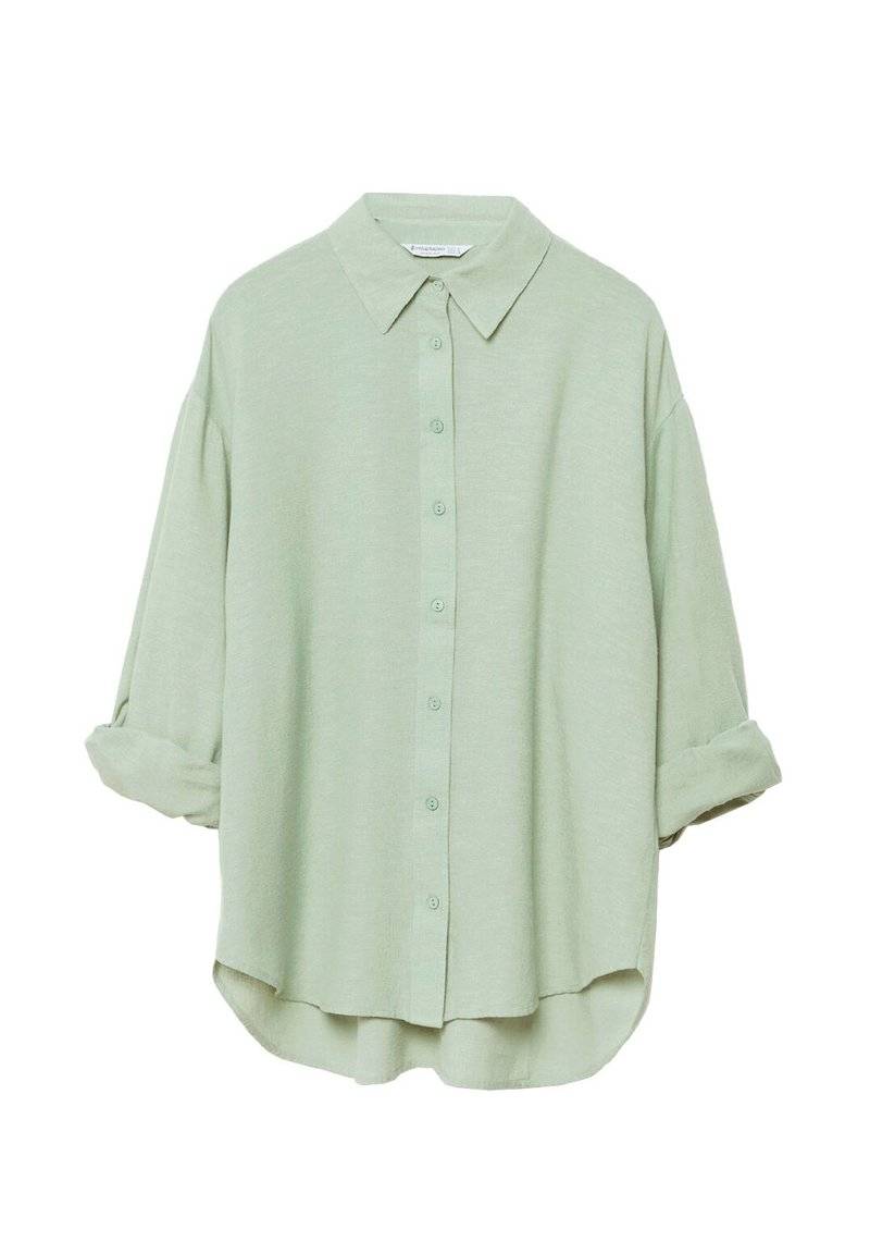 Stradivarius Stradivarius RUSTIKALES DAILY - Button-down blouse - khaki Kostenloser Versand international