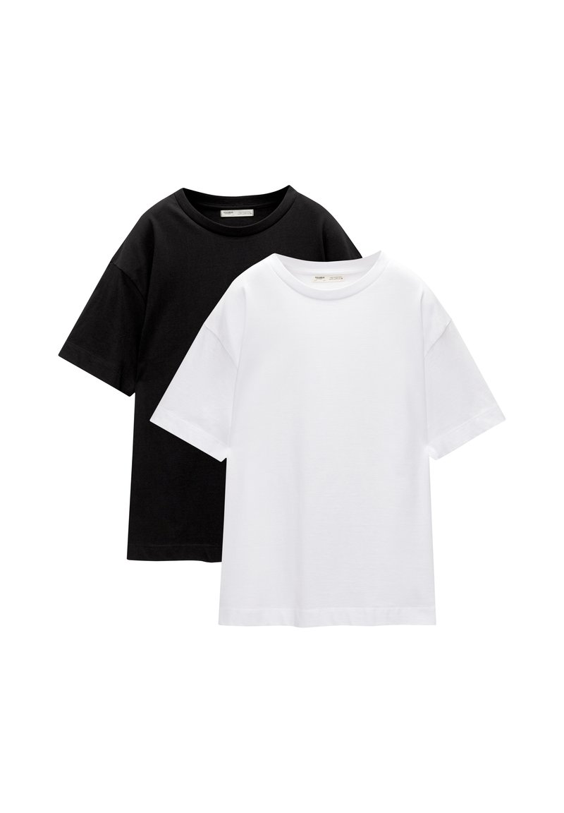 PULL&BEAR PULL&BEAR SHORT SLEEVE - PACK OF 2 - Basic T-shirt - white Begrenzt auf 3 Tage