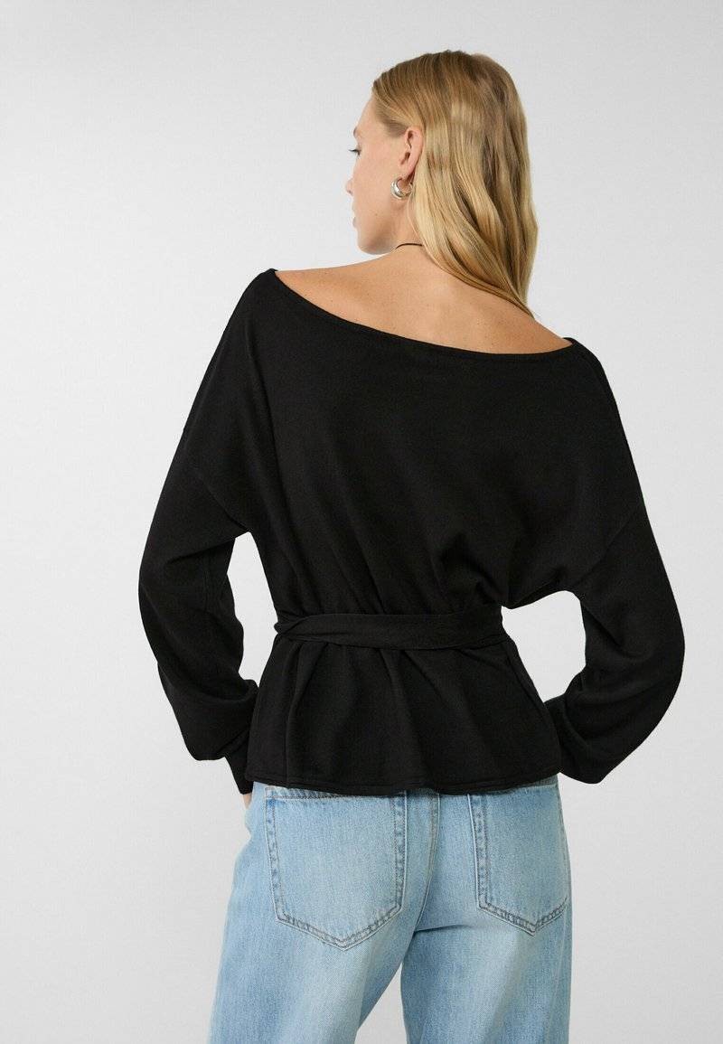 Stradivarius Stradivarius BOAT NECK - Jumper - black Im Verkauf