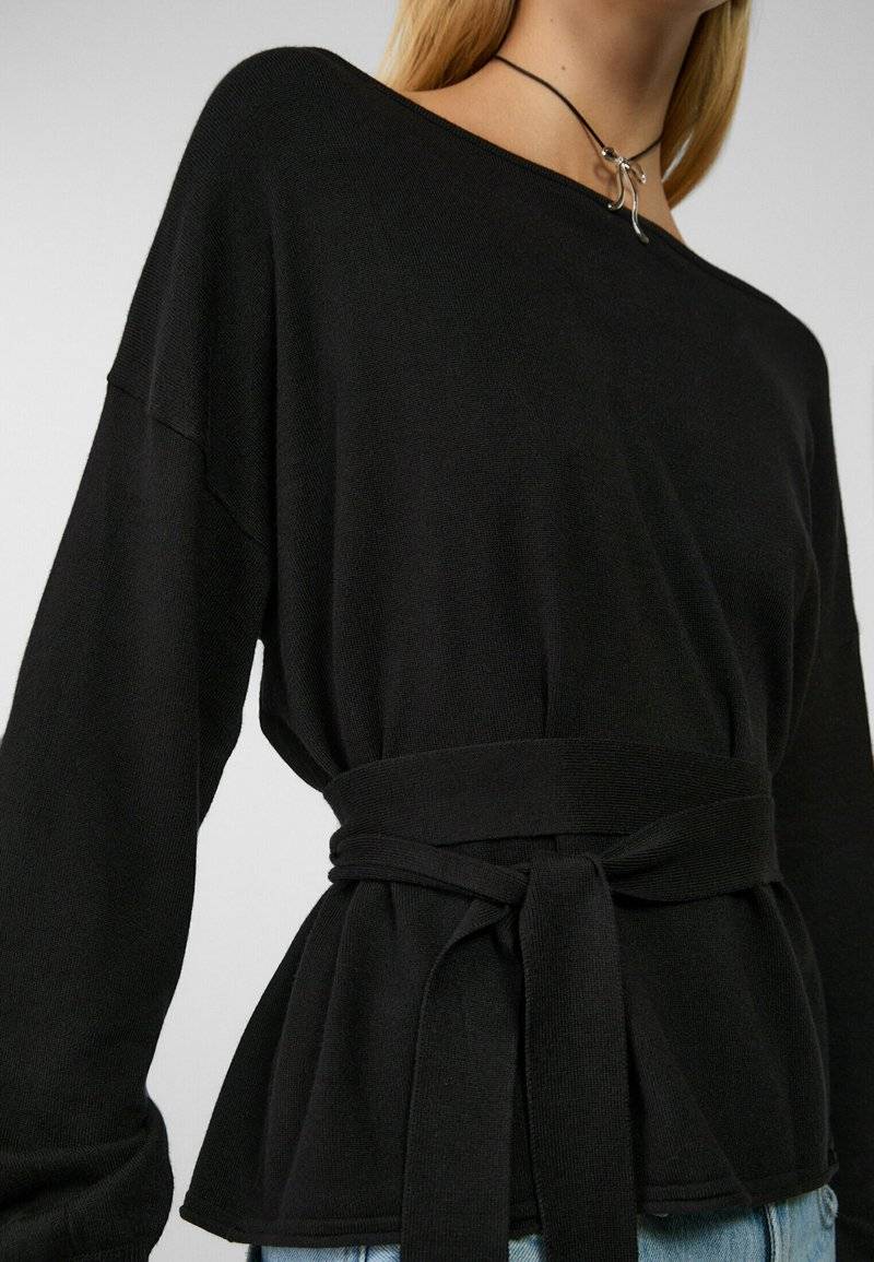 Stradivarius Stradivarius BOAT NECK - Jumper - black Im Verkauf