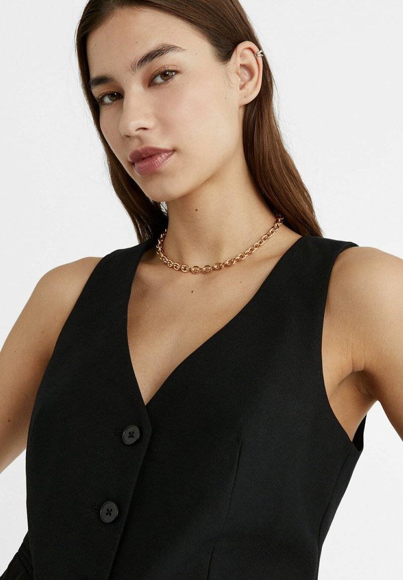 Stradivarius Stradivarius SHORT BUTTONED - Waistcoat - black Angebote
