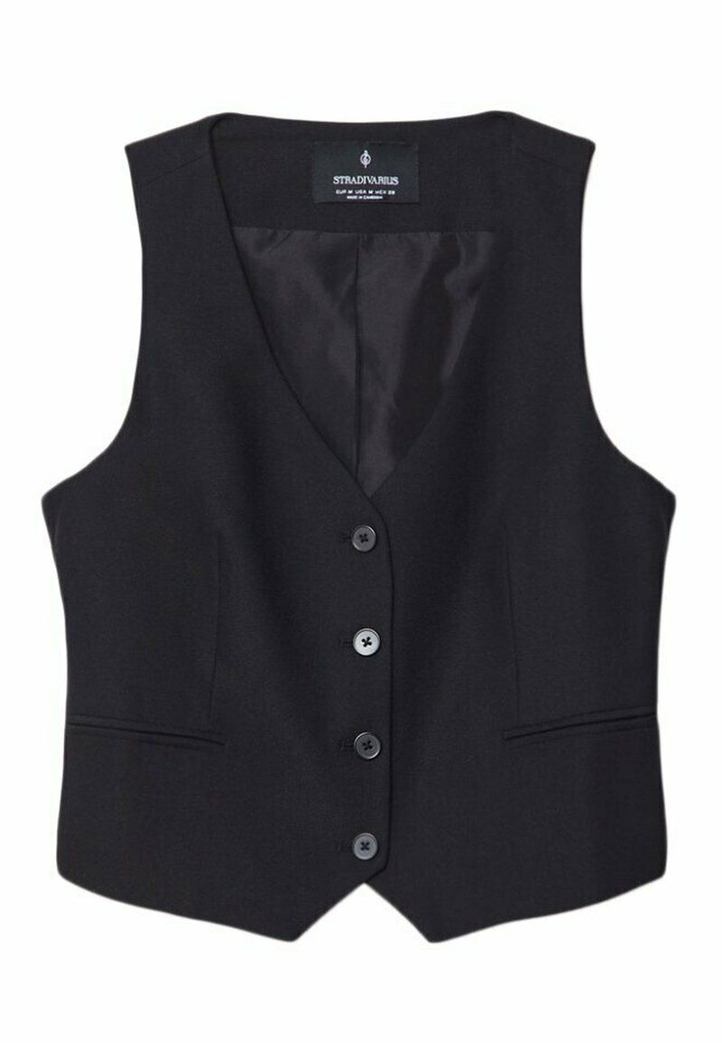Stradivarius Stradivarius SHORT BUTTONED - Waistcoat - black Angebote