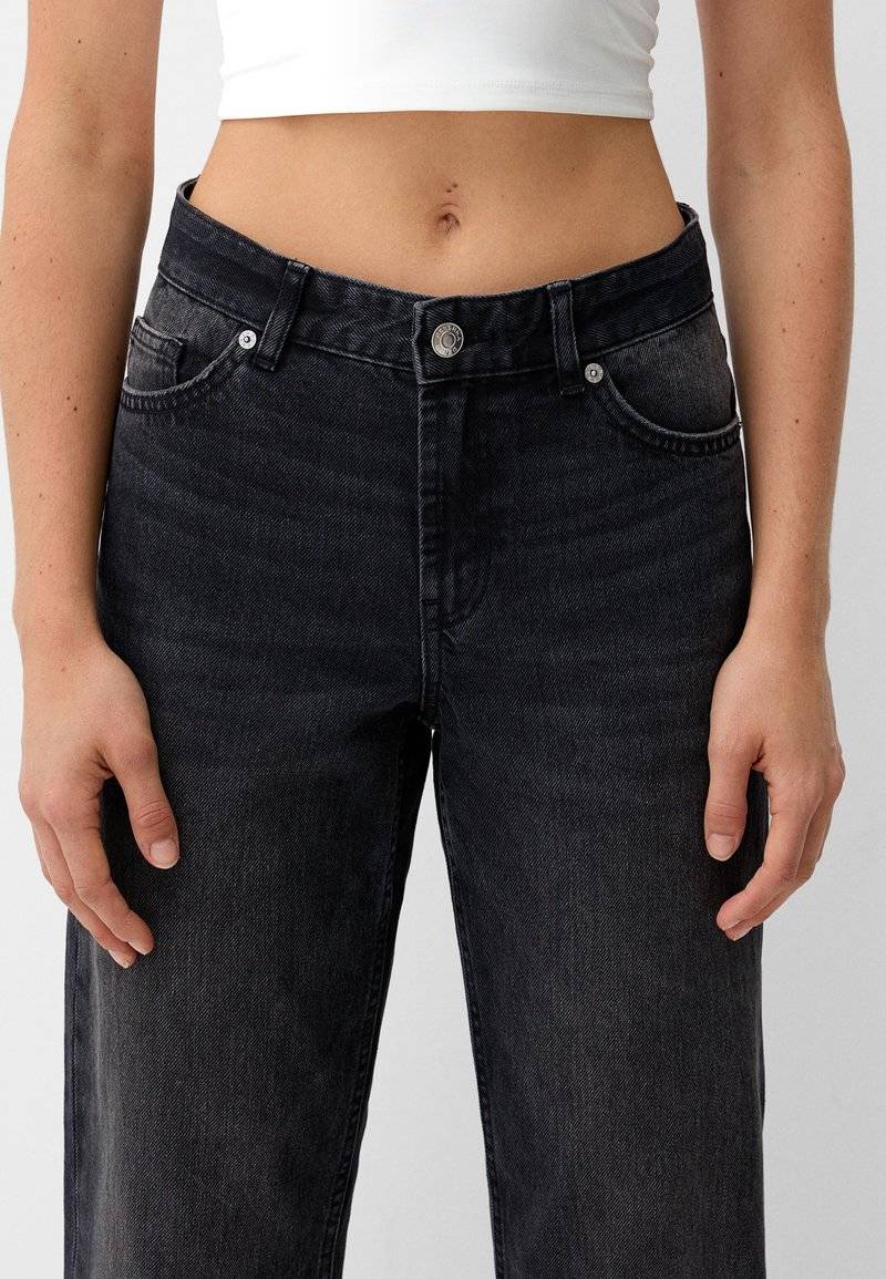 Bershka Bershka Straight leg jeans - dark grey 50% Rabatt mit kostenlosem Versand