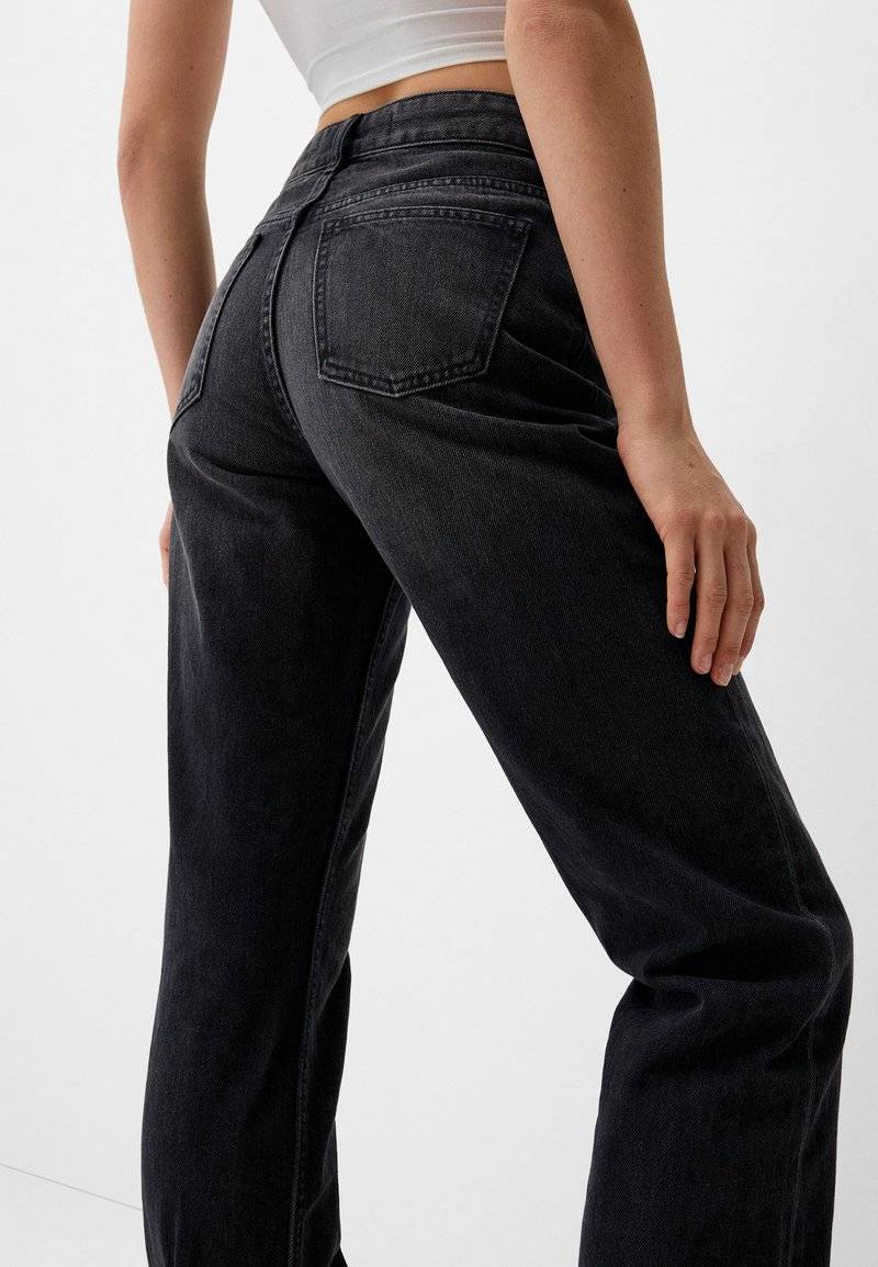Bershka Bershka Straight leg jeans - dark grey 50% Rabatt mit kostenlosem Versand