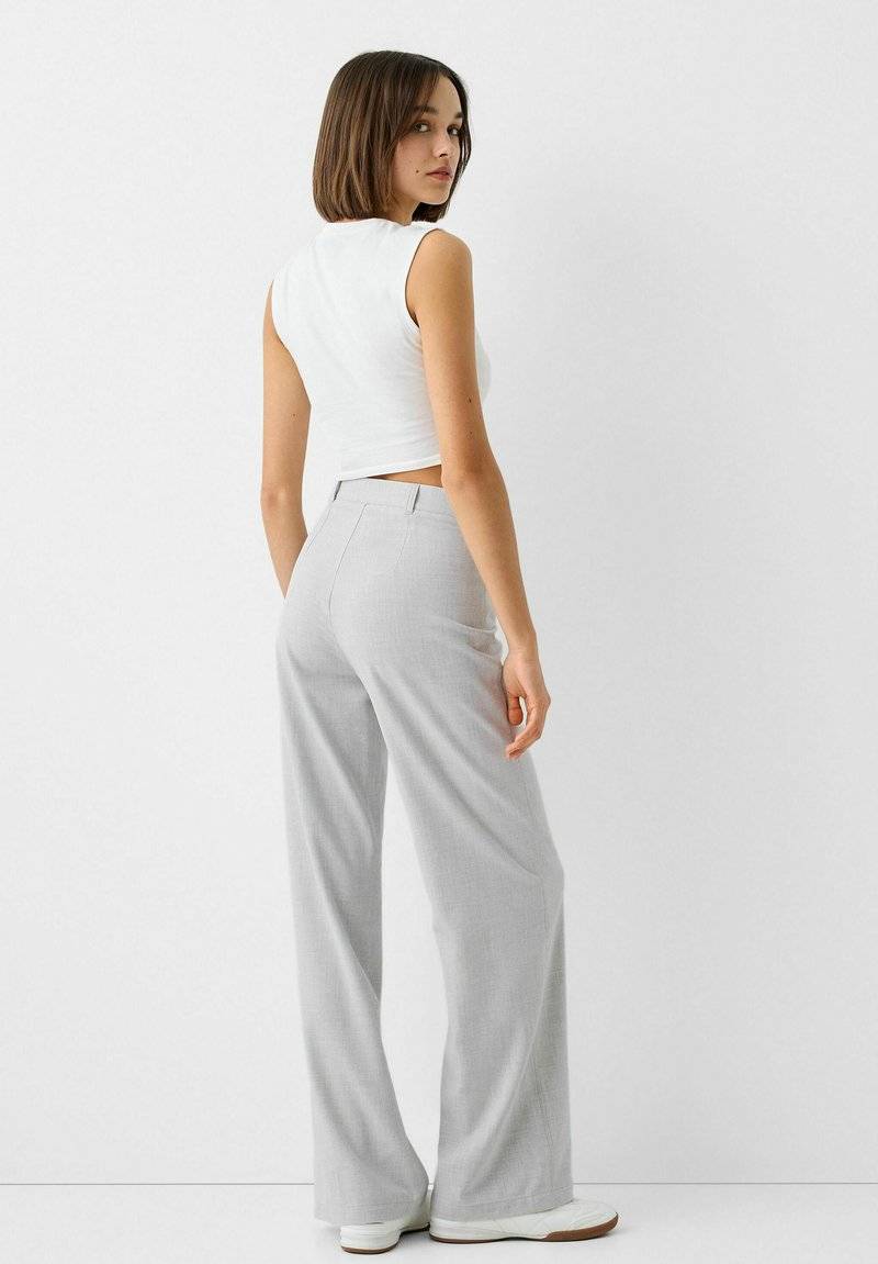 Bershka Bershka WIDE TAILORED - Trousers - mottled grey 50% Rabatt für begrenzte Zeit