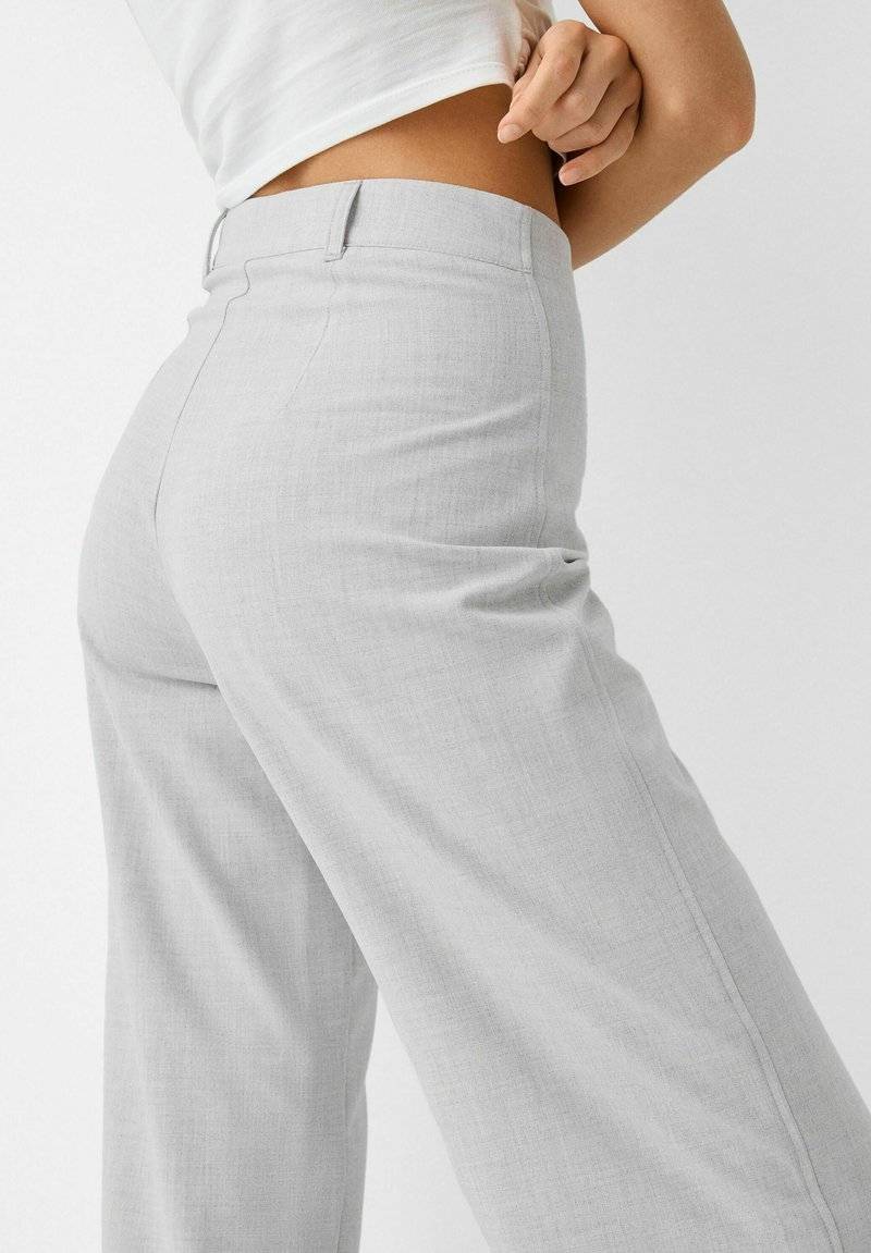 Bershka Bershka WIDE TAILORED - Trousers - mottled grey 50% Rabatt für begrenzte Zeit