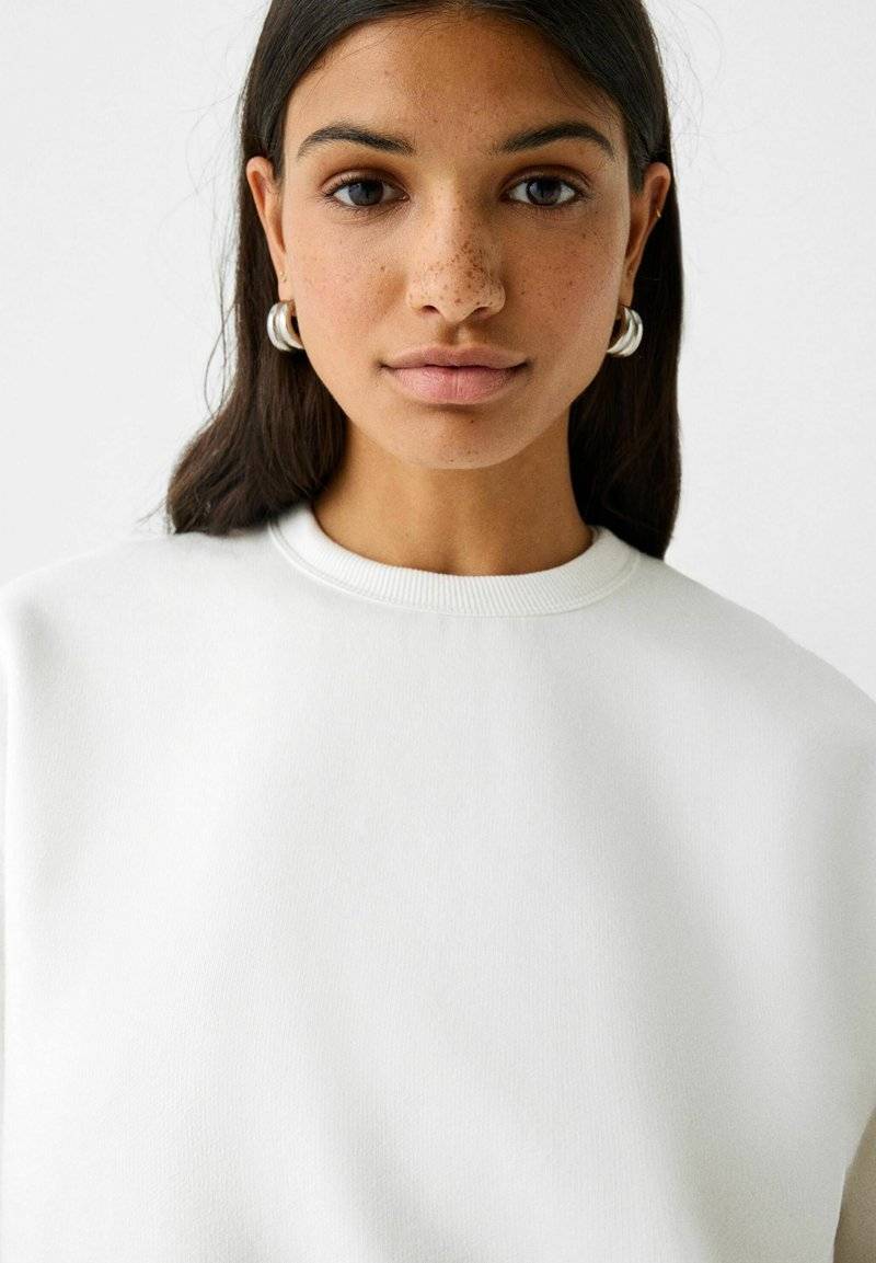 Bershka Bershka Sweatshirt - white Rabatte dieses Monats
