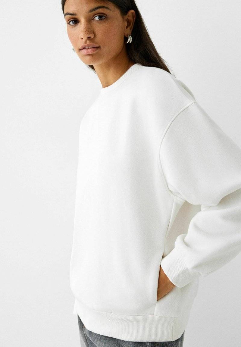 Bershka Bershka Sweatshirt - white Rabatte dieses Monats