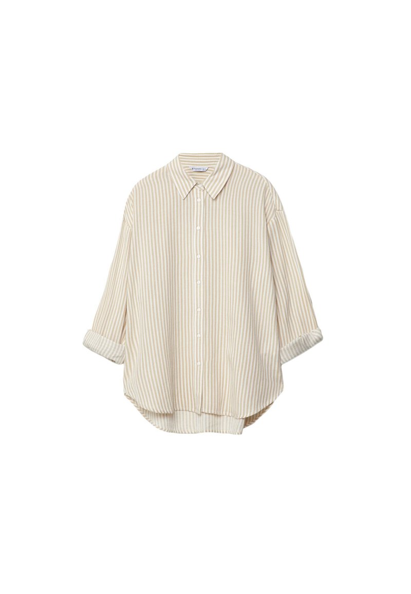 Stradivarius Stradivarius STRIPED - Button-down blouse - stone Outlet
