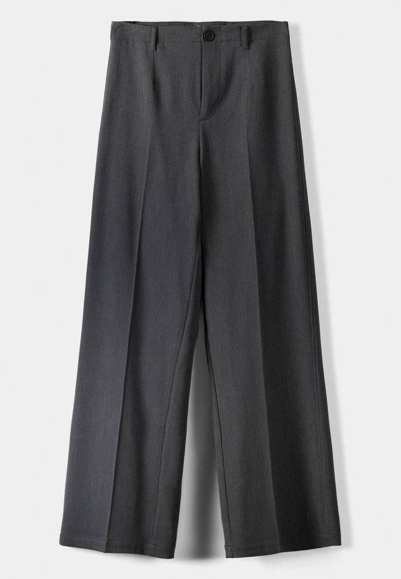 Bershka Bershka WIDE TAILORED - Trousers - mottled dark grey Verkauf