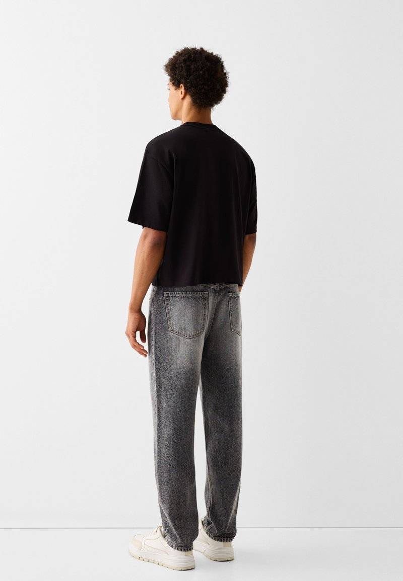 Bershka Bershka Straight leg jeans - mottled dark grey Super Rabatt