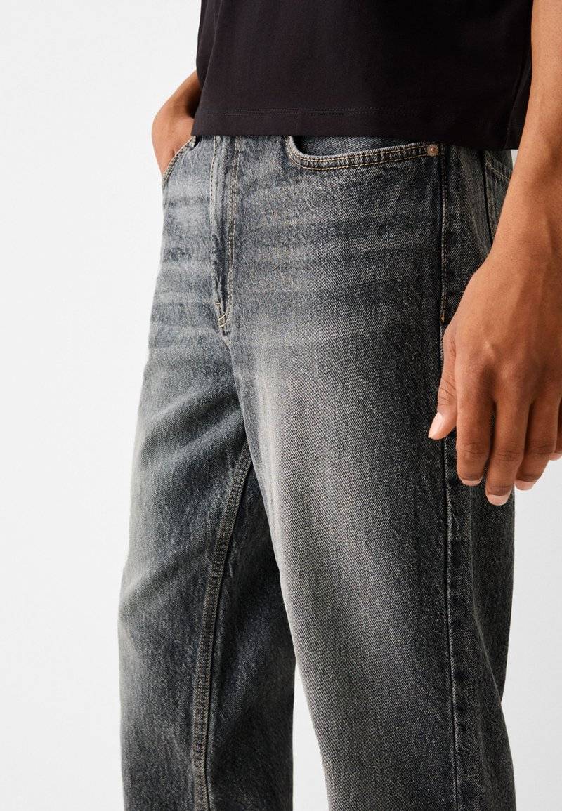Bershka Bershka Straight leg jeans - mottled dark grey Super Rabatt