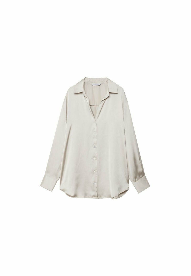 Stradivarius Stradivarius COLLARED - Button-down blouse - stone Clearance-Verkauf