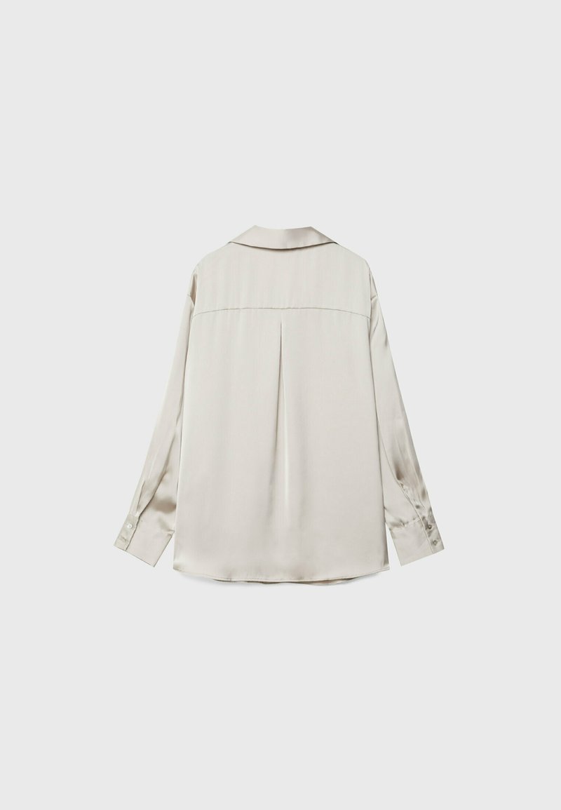 Stradivarius Stradivarius COLLARED - Button-down blouse - stone Clearance-Verkauf
