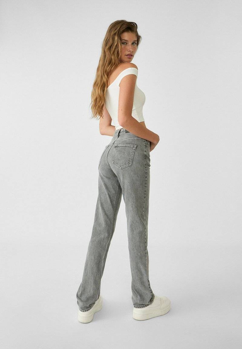 Stradivarius Stradivarius Straight leg jeans - grey denim Black Friday Preise