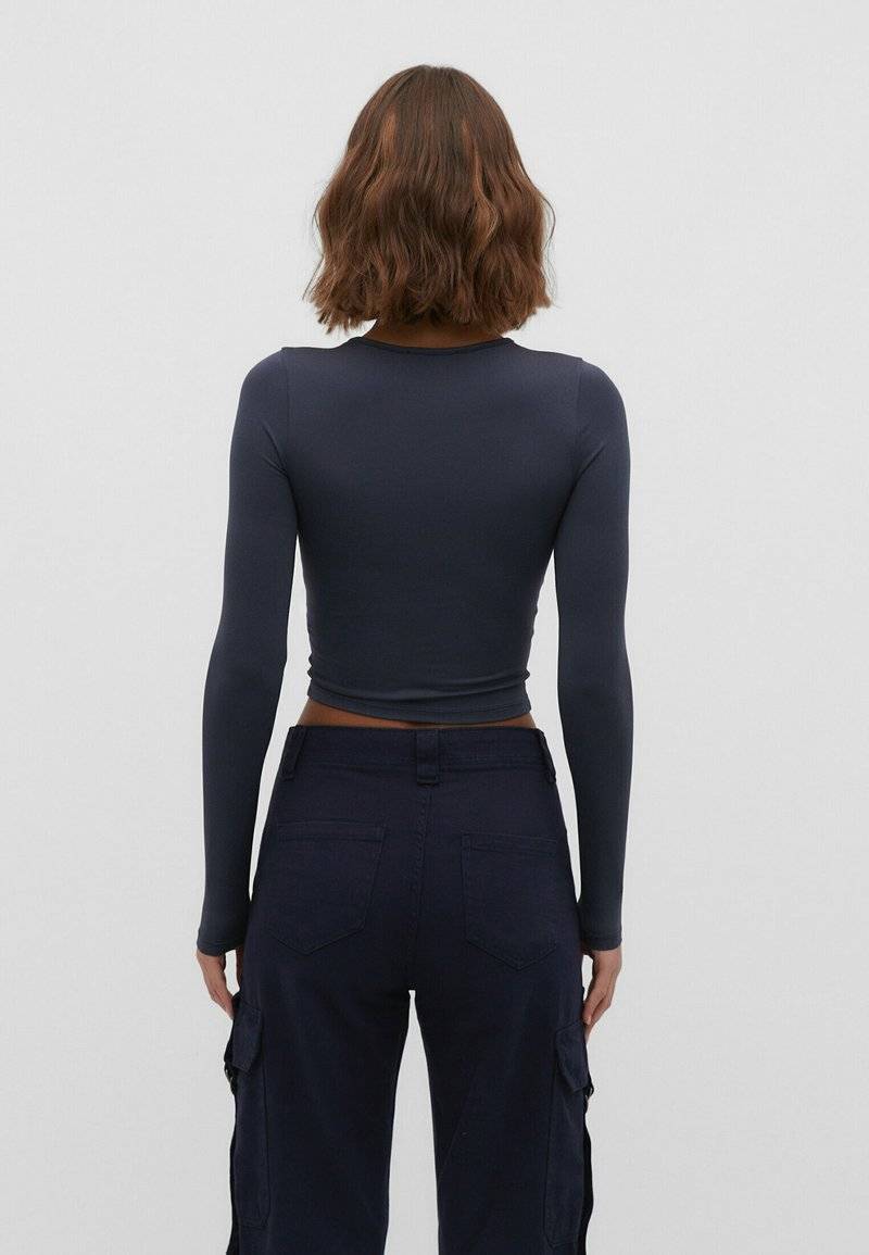 Stradivarius Stradivarius Long sleeved top - dark blue Schlussverkauf