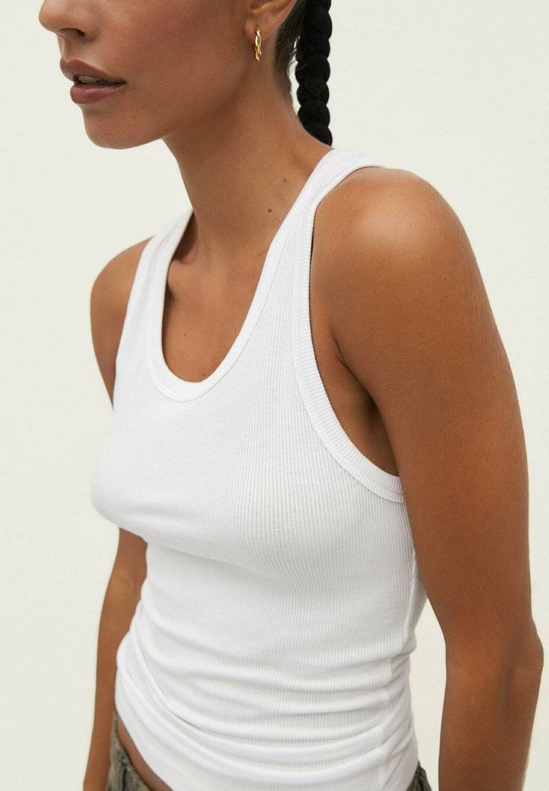 Stradivarius Stradivarius RACERBACK - Top - white denim Blitzverkäufe