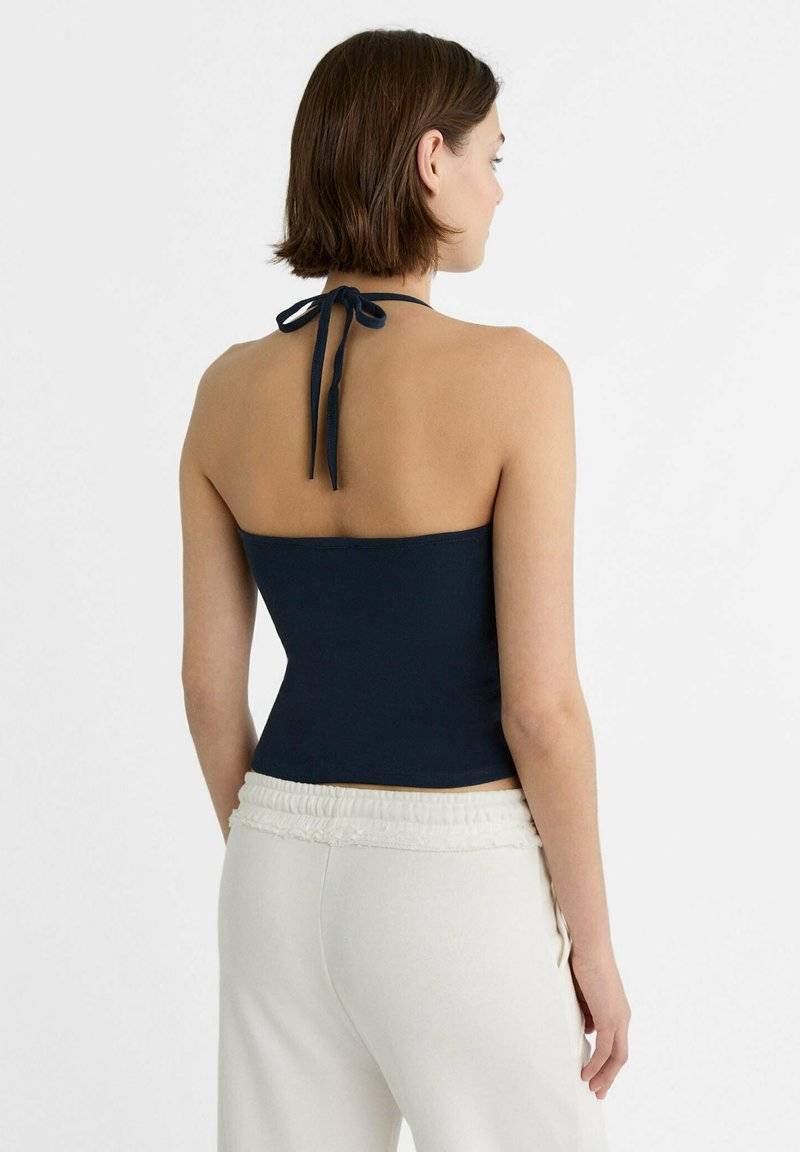 Stradivarius Stradivarius TIED HALTER - Top - dark blue Angebote