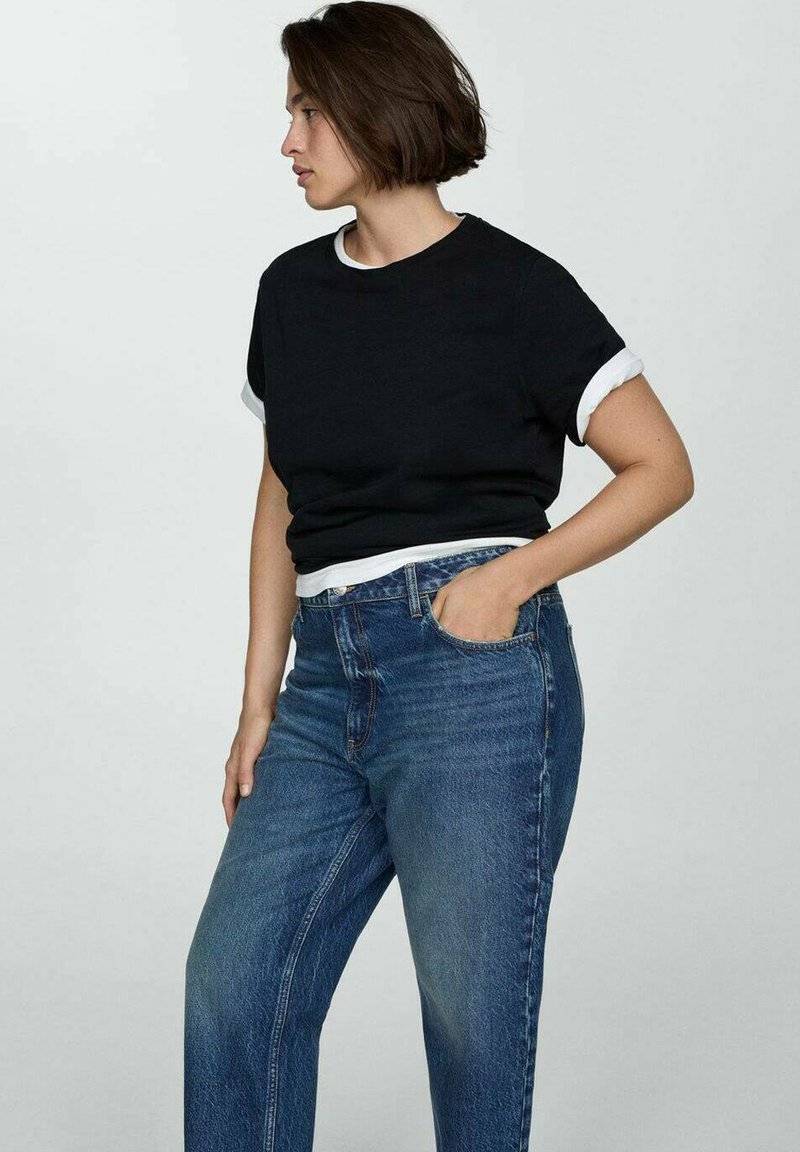 Mango Mango Relaxed fit jeans - bleu foncé im Angebot