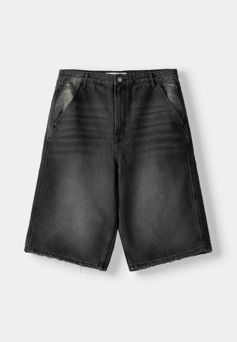 Bershka Bershka SKATER - Denim shorts - black Meist gekauft