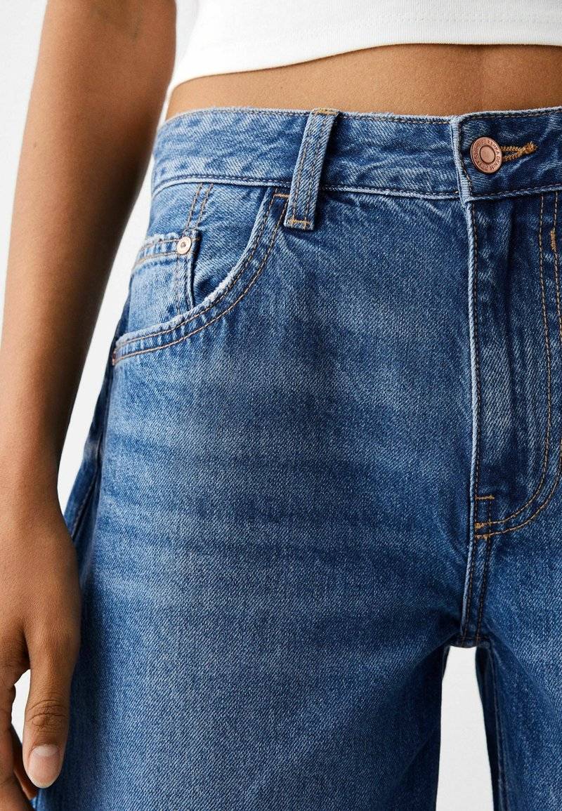 Bershka Bershka WIDE-LEG - Relaxed fit jeans - dark blue Kostenloser Versand