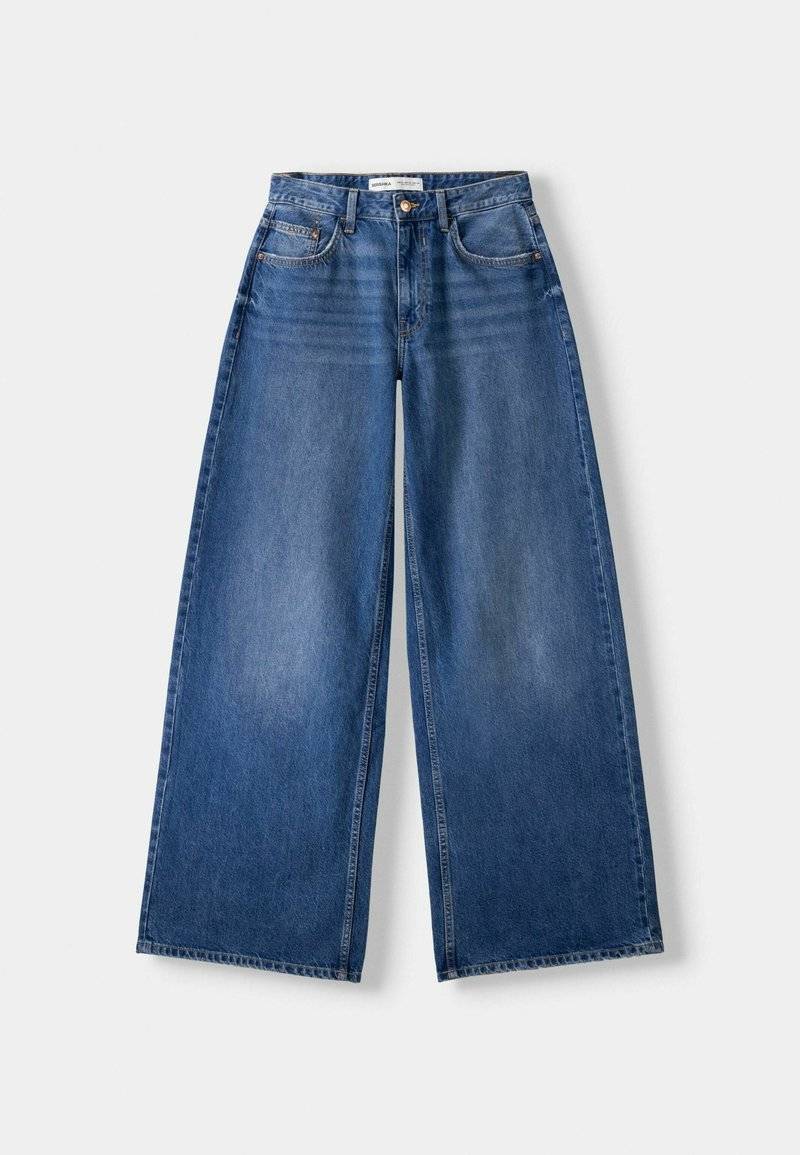 Bershka Bershka WIDE-LEG - Relaxed fit jeans - dark blue Kostenloser Versand