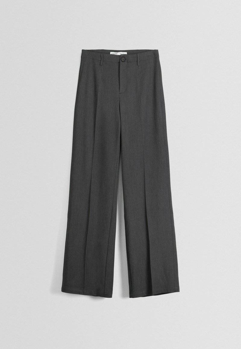 Bershka Bershka WIDE-LEG TAILORED - Trousers - mottled dark grey Bis zu 50% Rabatt