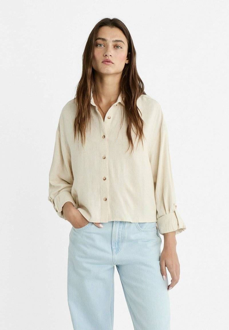 Stradivarius Stradivarius Button-down blouse - stone Vierteljährliche Förderung