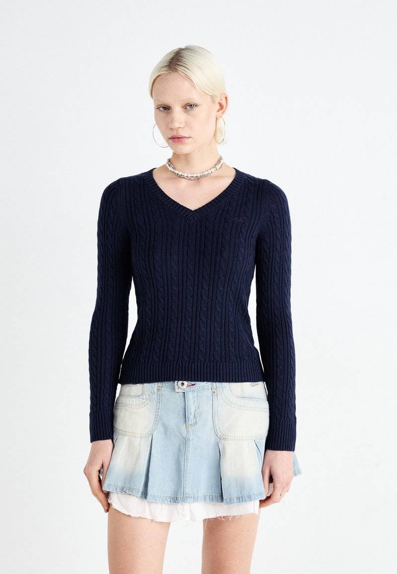 Hollister Co. Hollister Co. ICON CABLE V NECK - Jumper - navy blazer