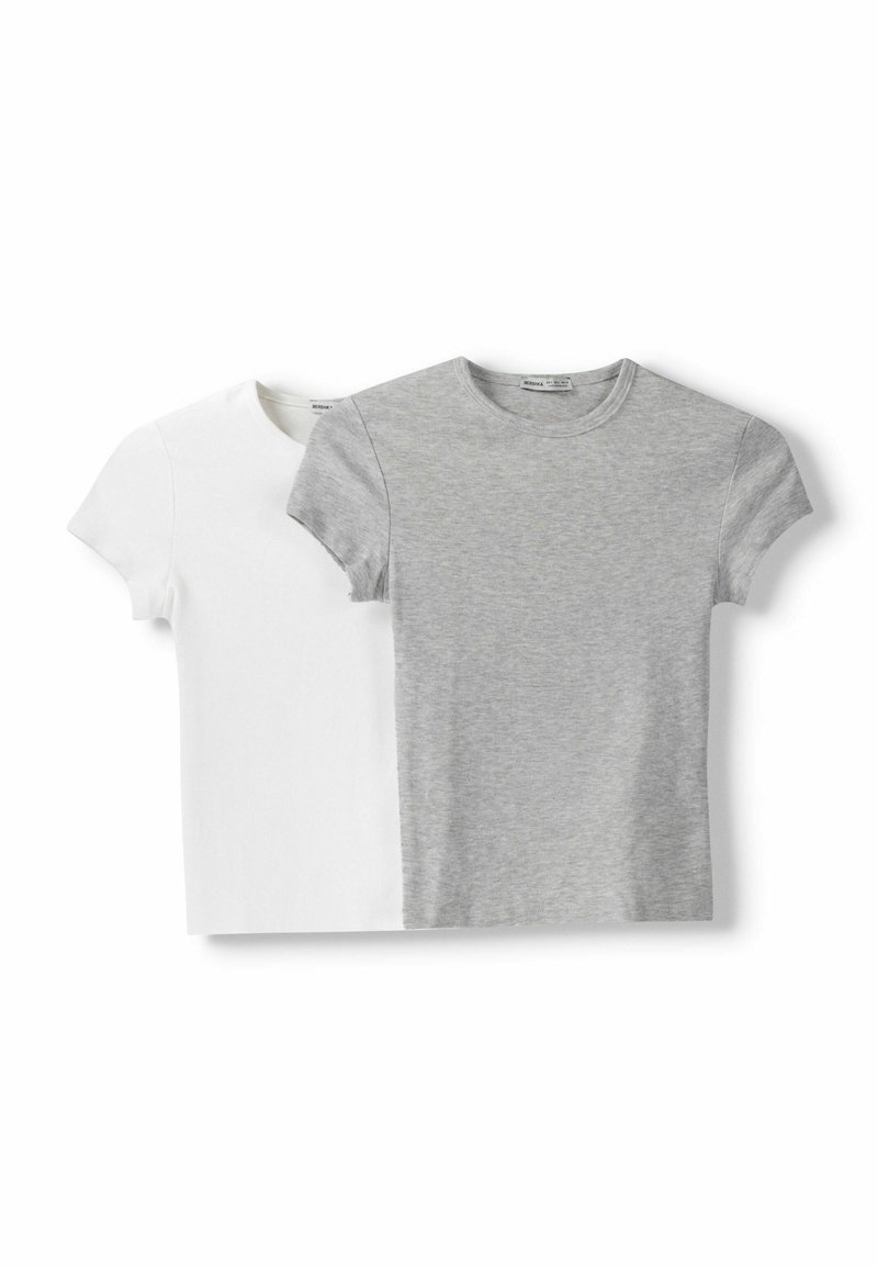 Bershka Bershka SHORT SLEEVE ROUND NECK 2 PACK - Basic T-shirt - white Speichern exportieren