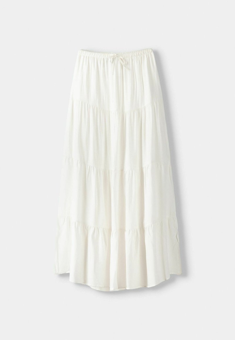 Bershka Bershka ELASTICATED - Maxi skirt - white Im Verkauf